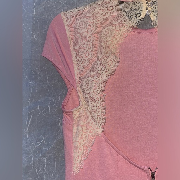 Pink Lace Open-Back A-line Dress - Picture 11 of 14